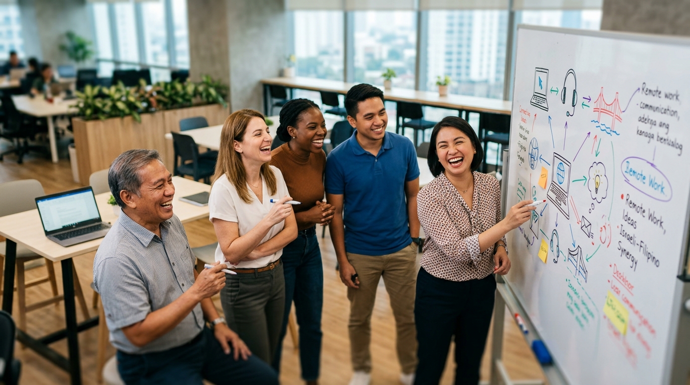 עוזרת אישית וירטואלית עובדת מרחוק מול מחשב נייד בפיליפינים