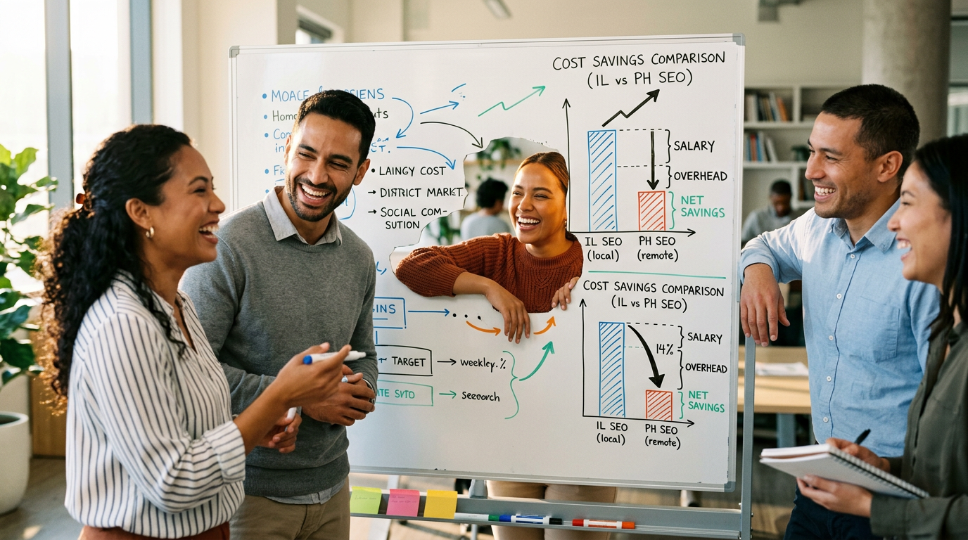 גרף השוואת עלויות המציג את החיסכון הדרמטי בהעסקת מומחה SEO במיקור חוץ מהפיליפינים לעומת ישראל