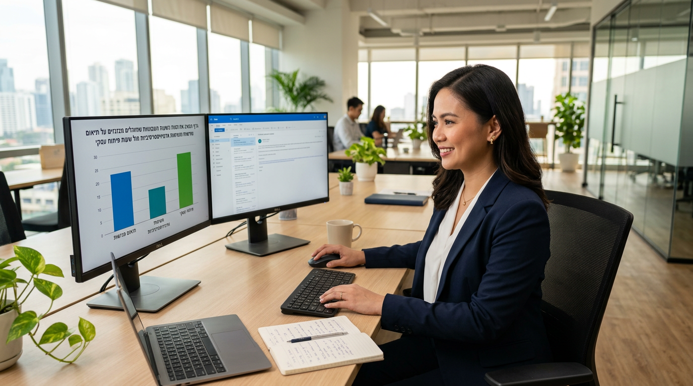 גרף המציג את כמות השעות השבועיות שמנהלים מבזבזים על תיאום פגישות ומשימות אדמיניסטרטיביות מול שעות פיתוח עסקי